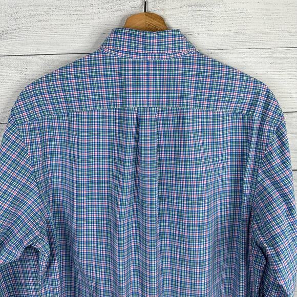 Ralph Lauren Blue Pink Pony Mens size L Button Down Long Sleeve Striped Shirt - Picture 7 of 8